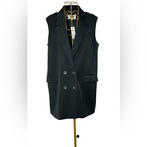 NWT BB Dakota by Steve Madden Black Long Sleeveless Double Breasted Blazer Large